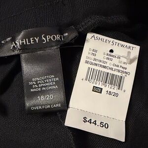 Ashley Stewart sport NWT sequin trim size 18/20 black jogger style sweatpants